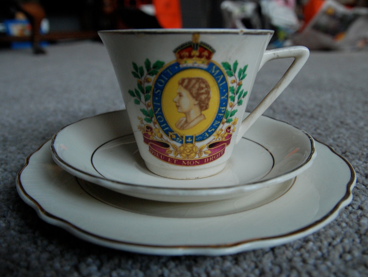 Items similar to Queen Elizabeth II 1953 Coronation Tea Cup, Saucer and Plate Set on Etsy