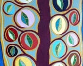 Ambrosino Art PRINT  Pottery Barn Inspired Saphire Mexican Folk Art Tree