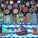 Kerri Ambrosino Art PRINT Sailing in NYC Mexican Folk Art Tree of Life Buildings Sailboats Flowers