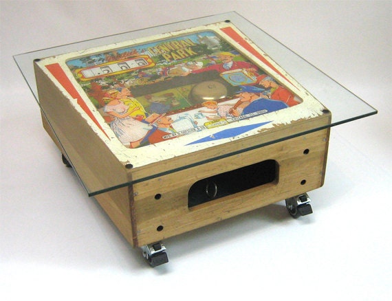 60's Central Park pinball backbox coffee table