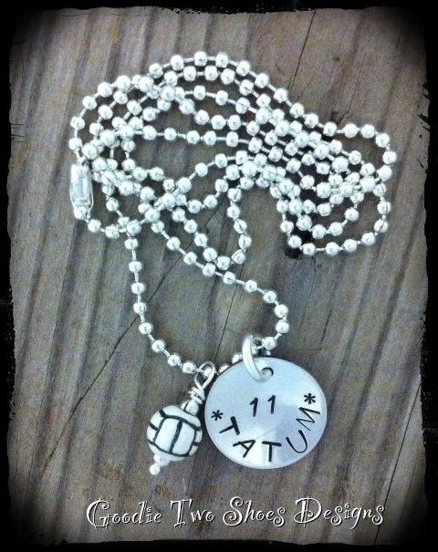 Volleyball Mom Stamped Sterling Silver Necklace