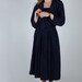 Vintage Sailor Dress / Navy Blue Pin Up Dress / 80s 40s Pleated Dress Size Medium