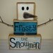 Frosty the Snowman wooden block primitive Christmas decoration for the holidays Christmas carol wooden snowman blue Christmas