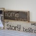 Home is where our Story Begins saying on decorative wooden blocks home decoration brown vintage wedding gift personalized photo gift