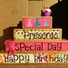 Happy Birthday wooden stacker decoration for Birthday childrens birthday birthday cake party hats pink