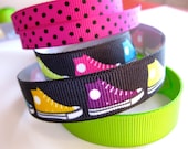 Rad Retro 1980s Grosgrain Ribbon-Converse Tennis Shoes-Purple, neon yellow & green, hot pink, turquoise, mustard, black-Run, Marathon, 5K