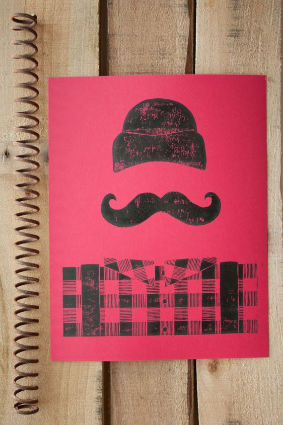 PRINT - Manly Lumberjack Retro Red and Black Buffalo Plaid LINOCUT POSTER