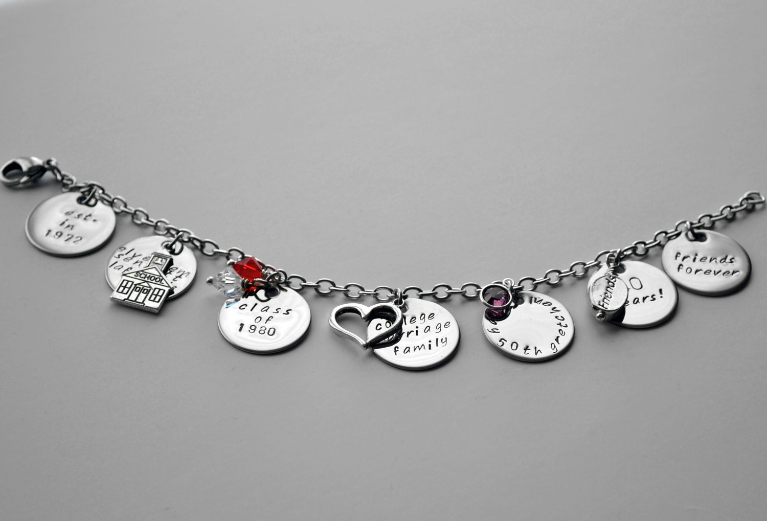The Ultimate Friendship Bracelet - Silver friend bracelet - Personalized friendship bracelet -  Hand stamped friend charm bracelet