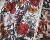 Vintage Floral Chiffon Scarf w/ Autumn Botanicals