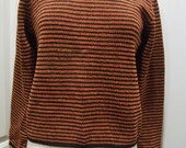 Vintage Striped Sweater Cropped Wool Blend J. Jill size M Rust & Black