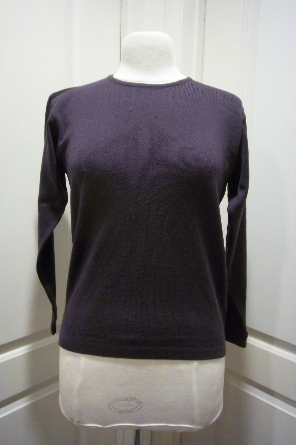Vintage Merino Wool Womens Sweater Italian size S Eggplant