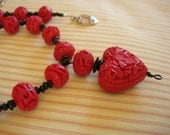Cinnabar Bead & Red Heart Pendant Necklace - Gifts Under 75.00 USD - Gifts Under 100.00 USD - Love My Funny Valentine