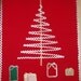 Midcentury Christmas Linen Table Runner - Home Sewn - Rick-rack Trim - Retro 1950s Xmas Decor
