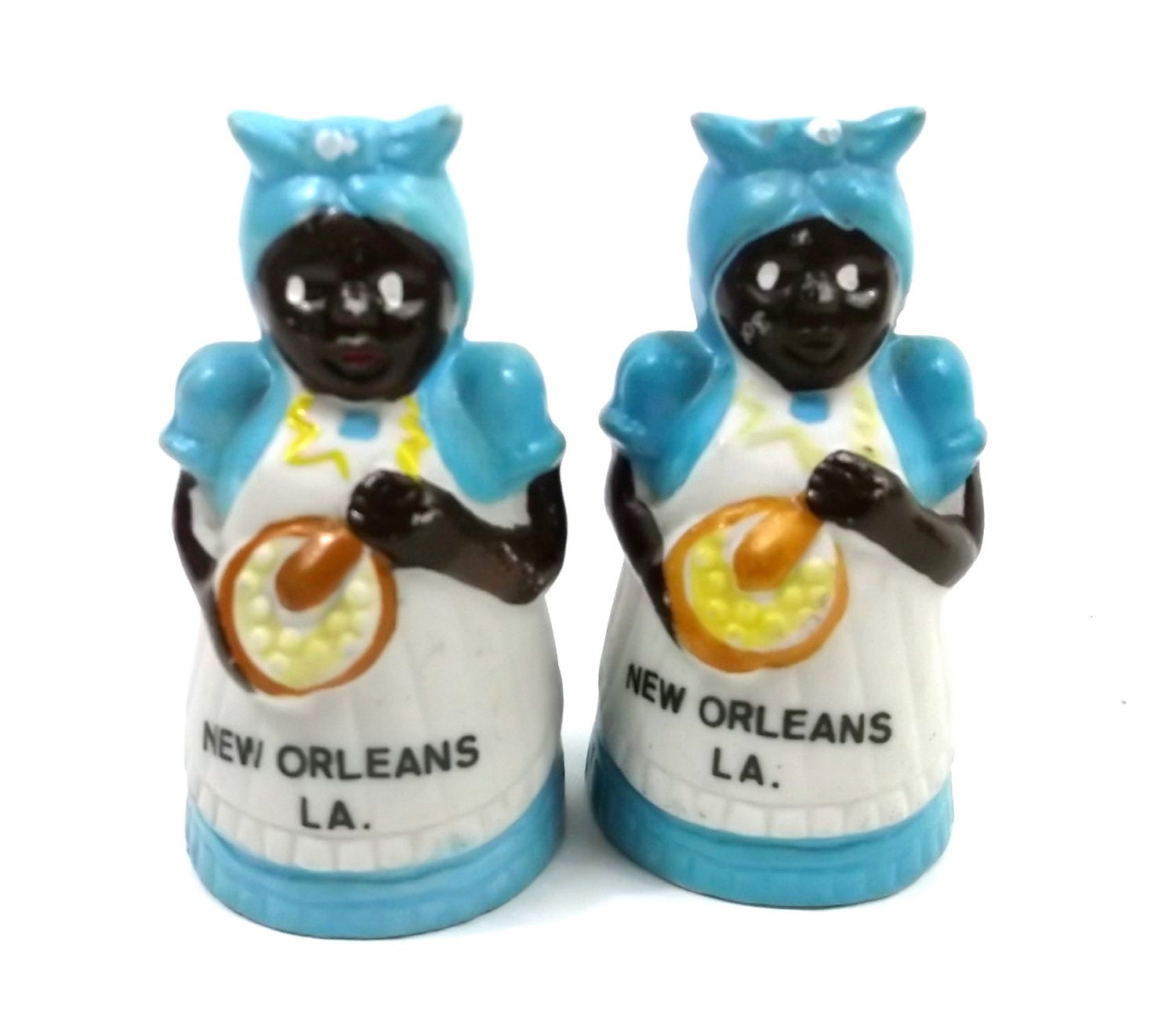 New Orleans Americana Bisque Salt and Pepper Shakers // Aunt Jemima Novelty Collectable Antique // Black Woman