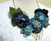 Sing the Blues Flower Bib Statement Necklace
