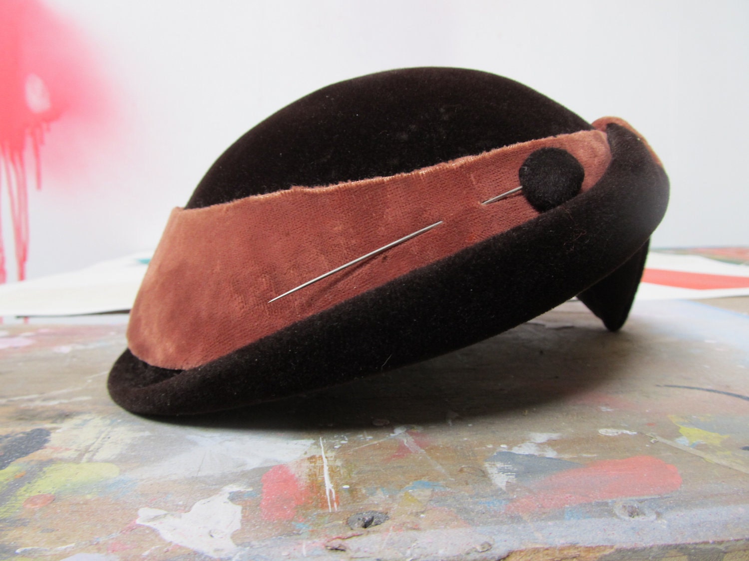vintage french velvet hat