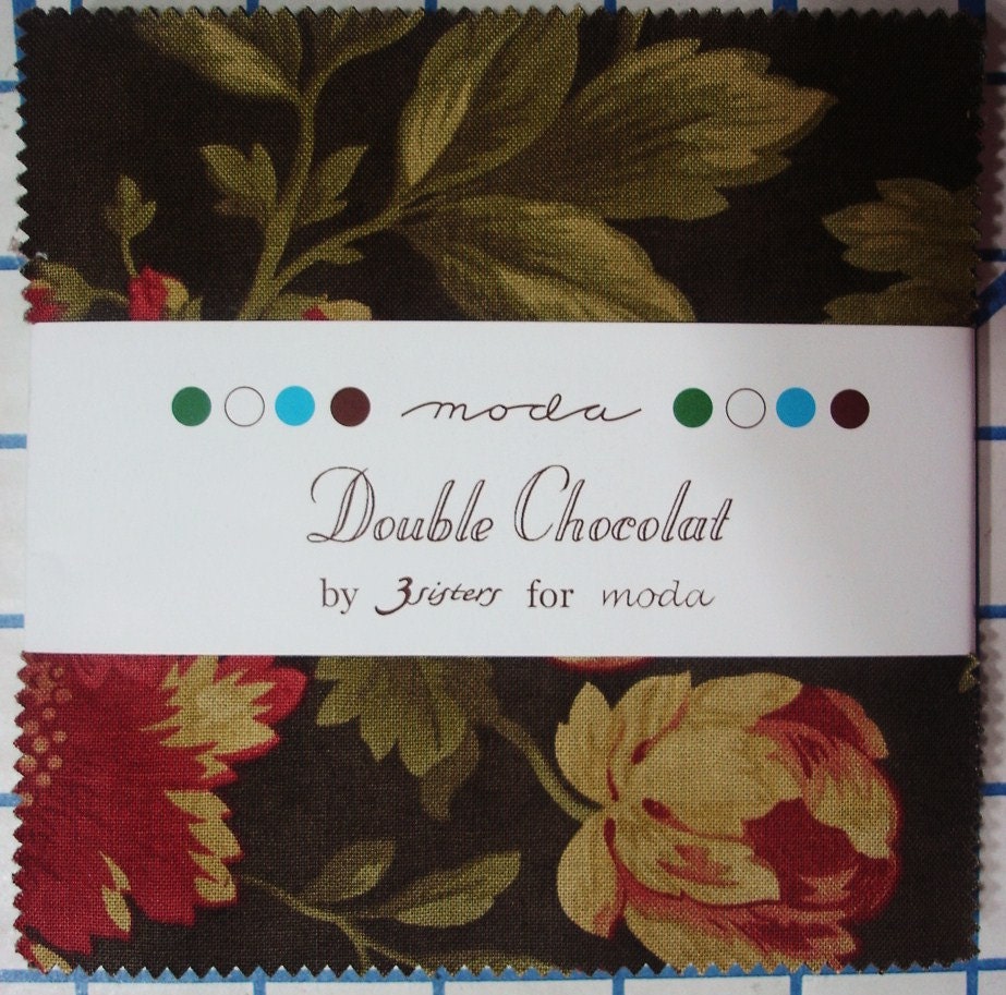 Moda Charm pack DOUBLE CHOCOLAT from 3 SISTERS 42 5" squares cotton fabric floral