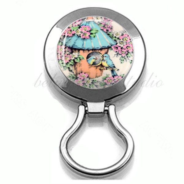 Bluebirds in Birdhouse Vintage Images Magnetic Eyeglass Holder Brooch Pin ID Badge Holder