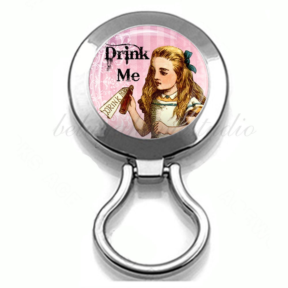 Drink Me Alice in Wonderland Magnetic Eyeglass Holder Brooch Pin ID Badge Holder