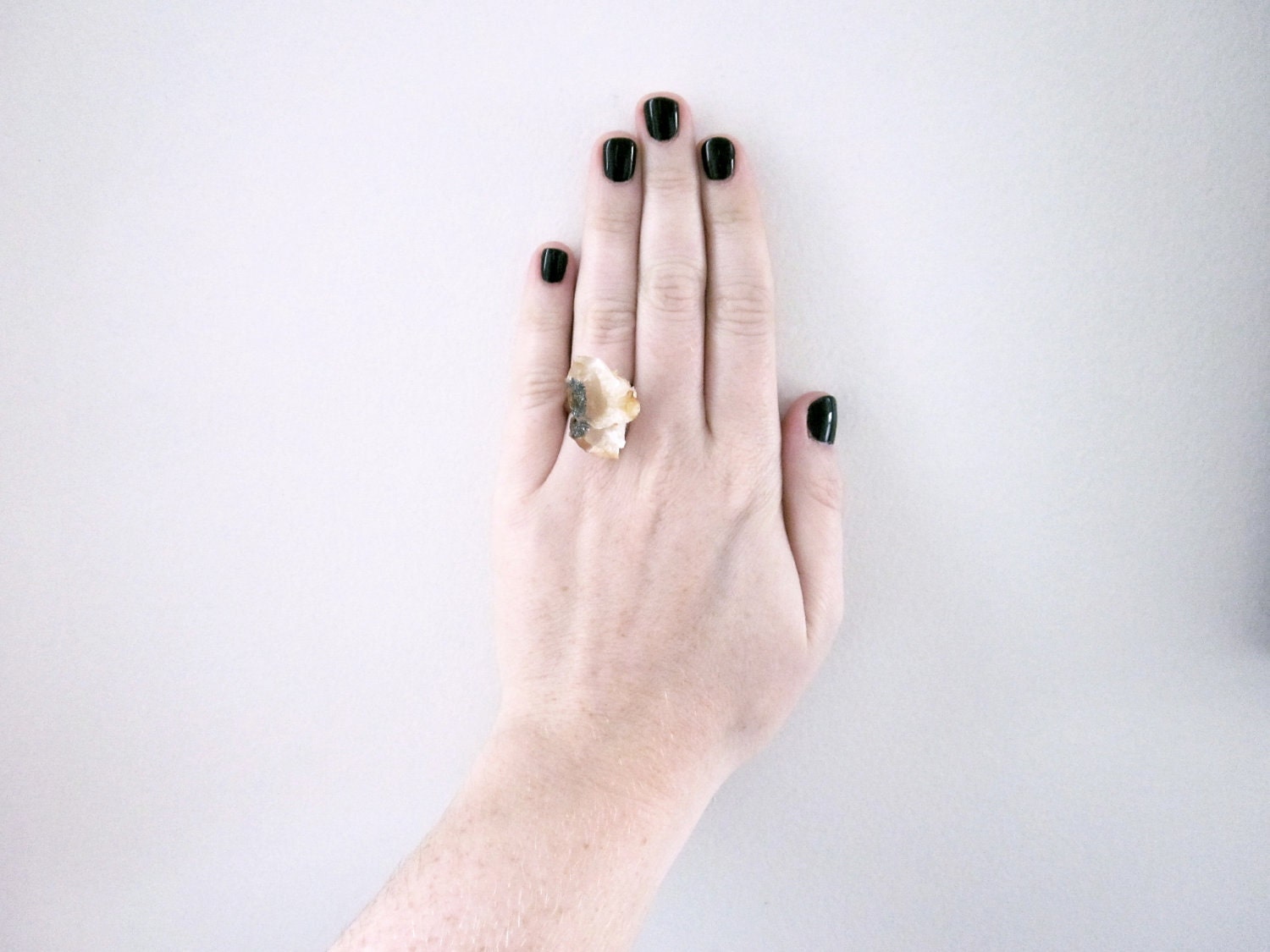 orange metallic crystal ring - orange ring, black and orange ring, chunky ring, crystal ring, nature ring, edgy ring, adjustable ring