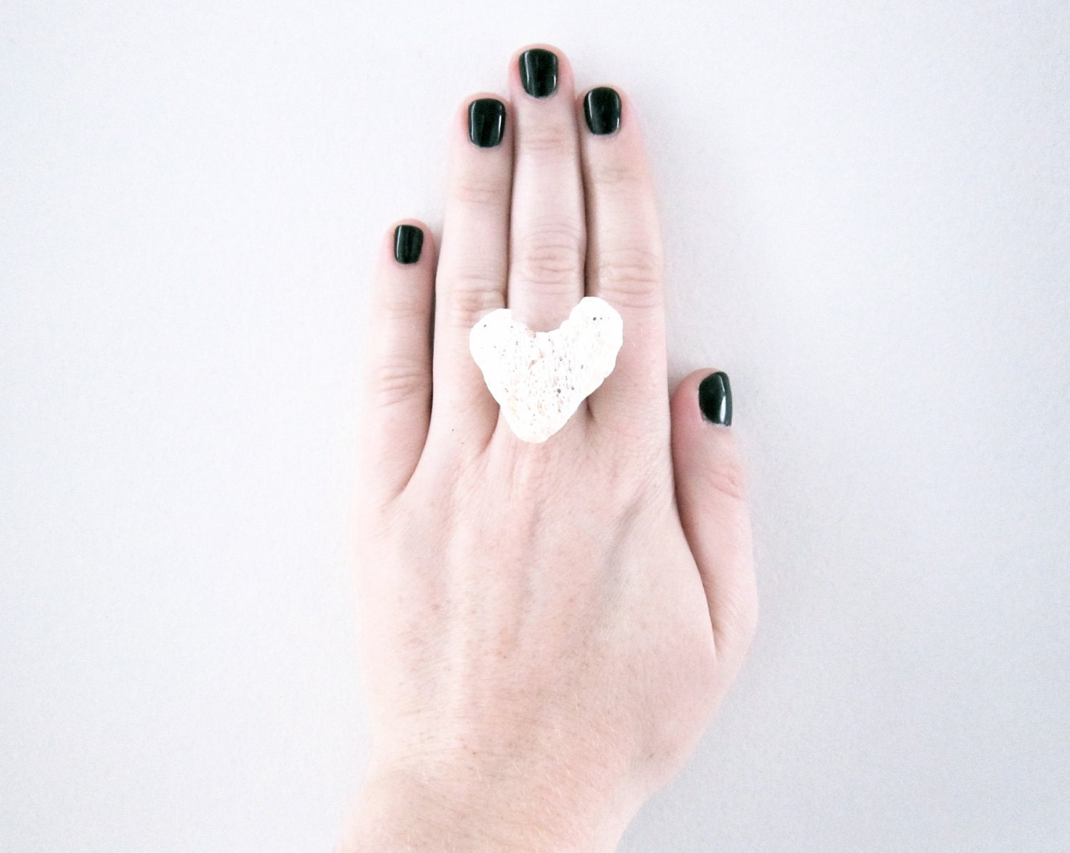 heart shaped ring - heart sea stone ring, beach ring, heart stone ring, stone ring, heart ring, natural ring, adjustable ring