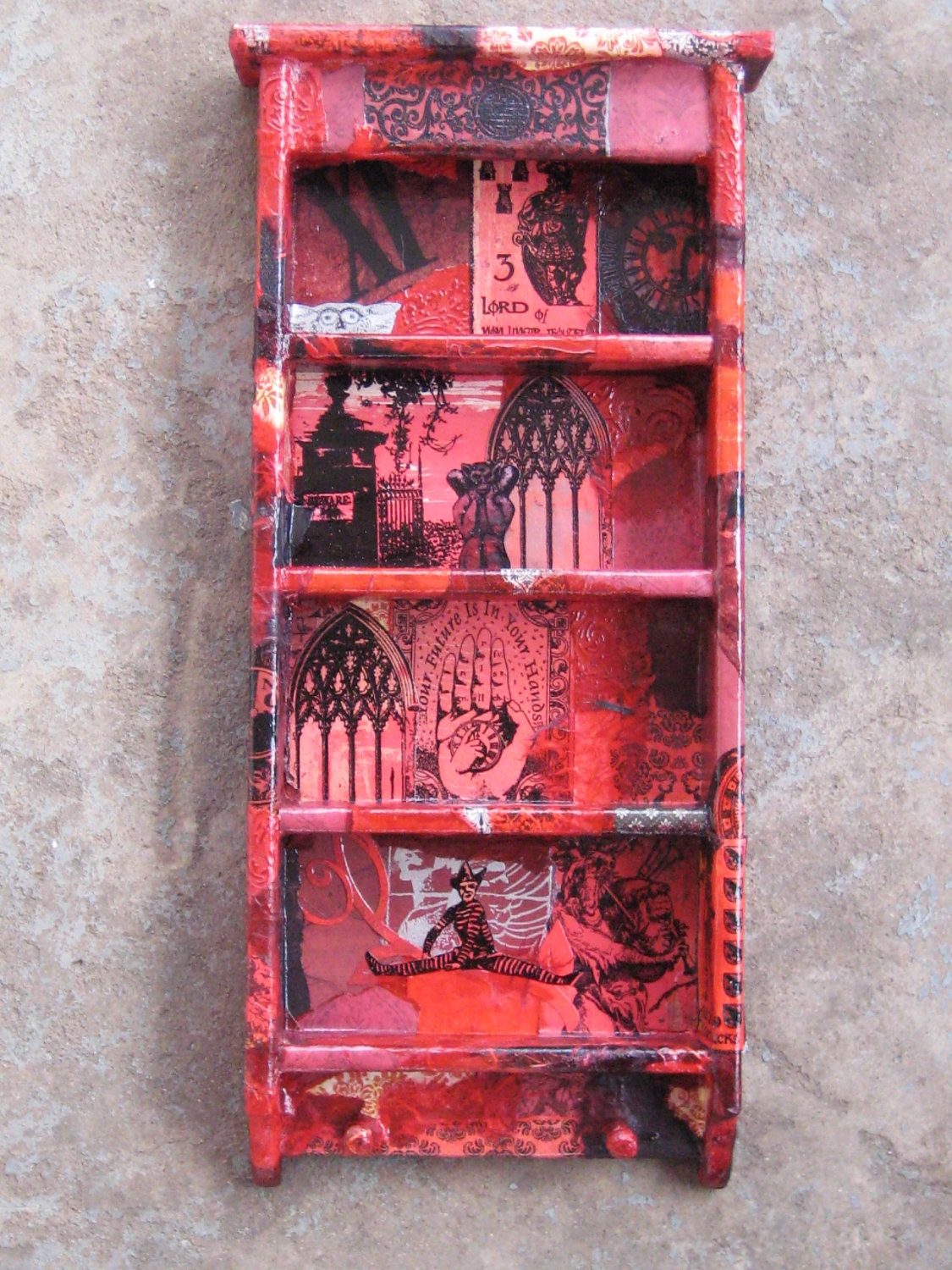 Mystical Curio Shelf in Dark Red