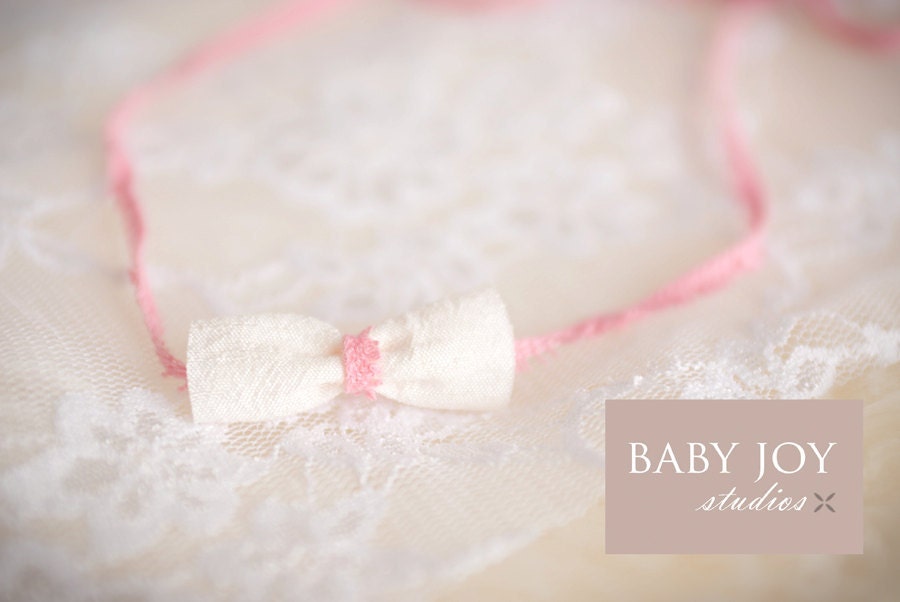 the Grace : Newborn Headband - Blush Pink - Newborn Photo Prop - halo, bow headband, head band, photography prop