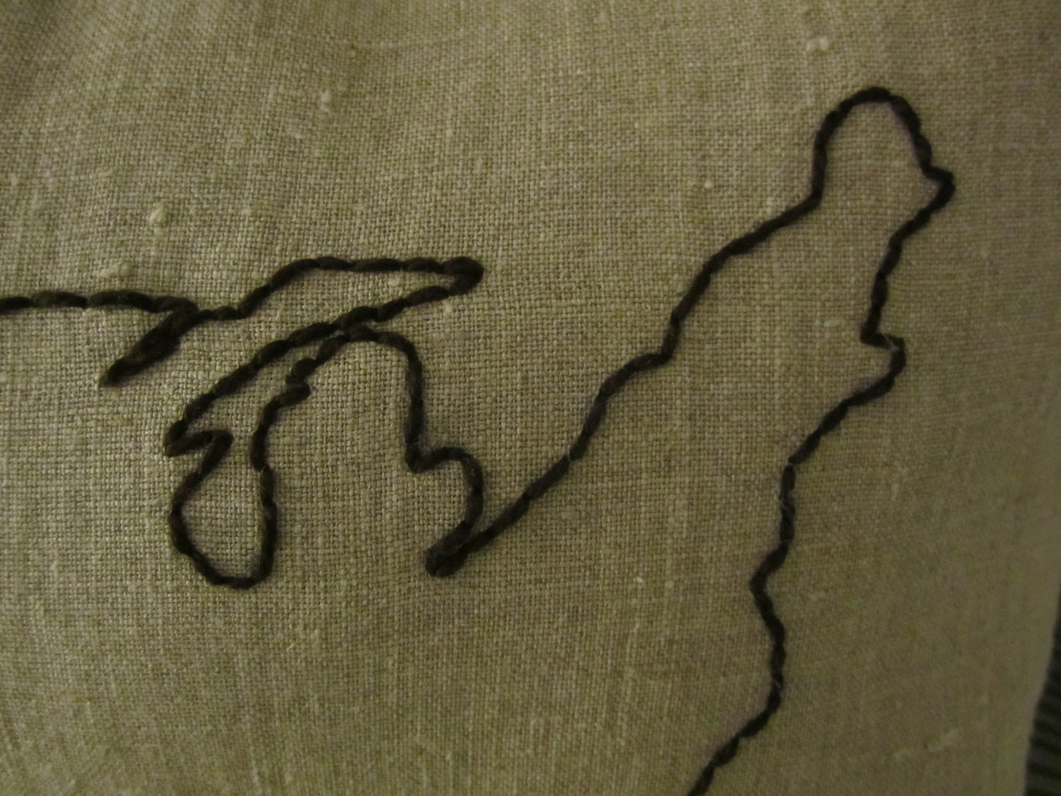 RESERVED FOR KATIE Grey Linen Decorative Embroidered United States Pillow