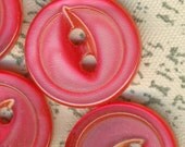 6 Raspberry Red Mother of Pearl Shell Buttons 1/2 Inch 13mm