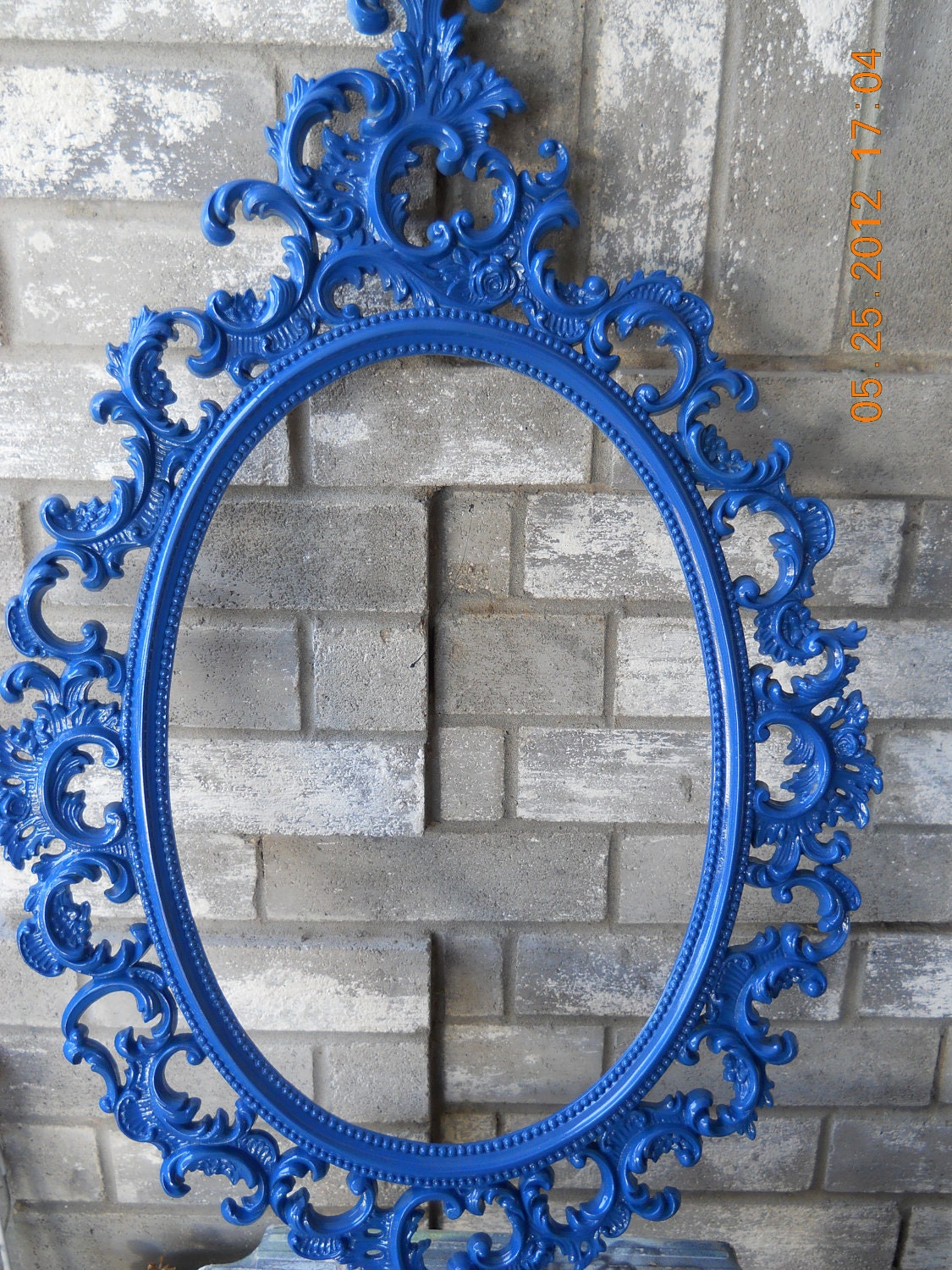Vintage Deep Sea Blue Painted Baroque Large Frame Free Shipping