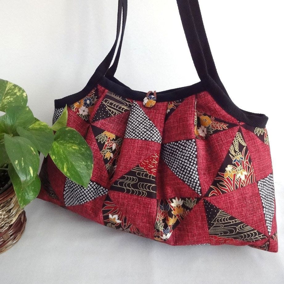 Japanese Kimono Pattern Granny bag purse flowers by MofLeema