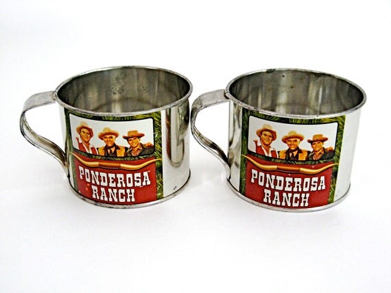 Bonanza Ponderosa Ranch Tin Cups Set of 2 by KingOVintage on Etsy