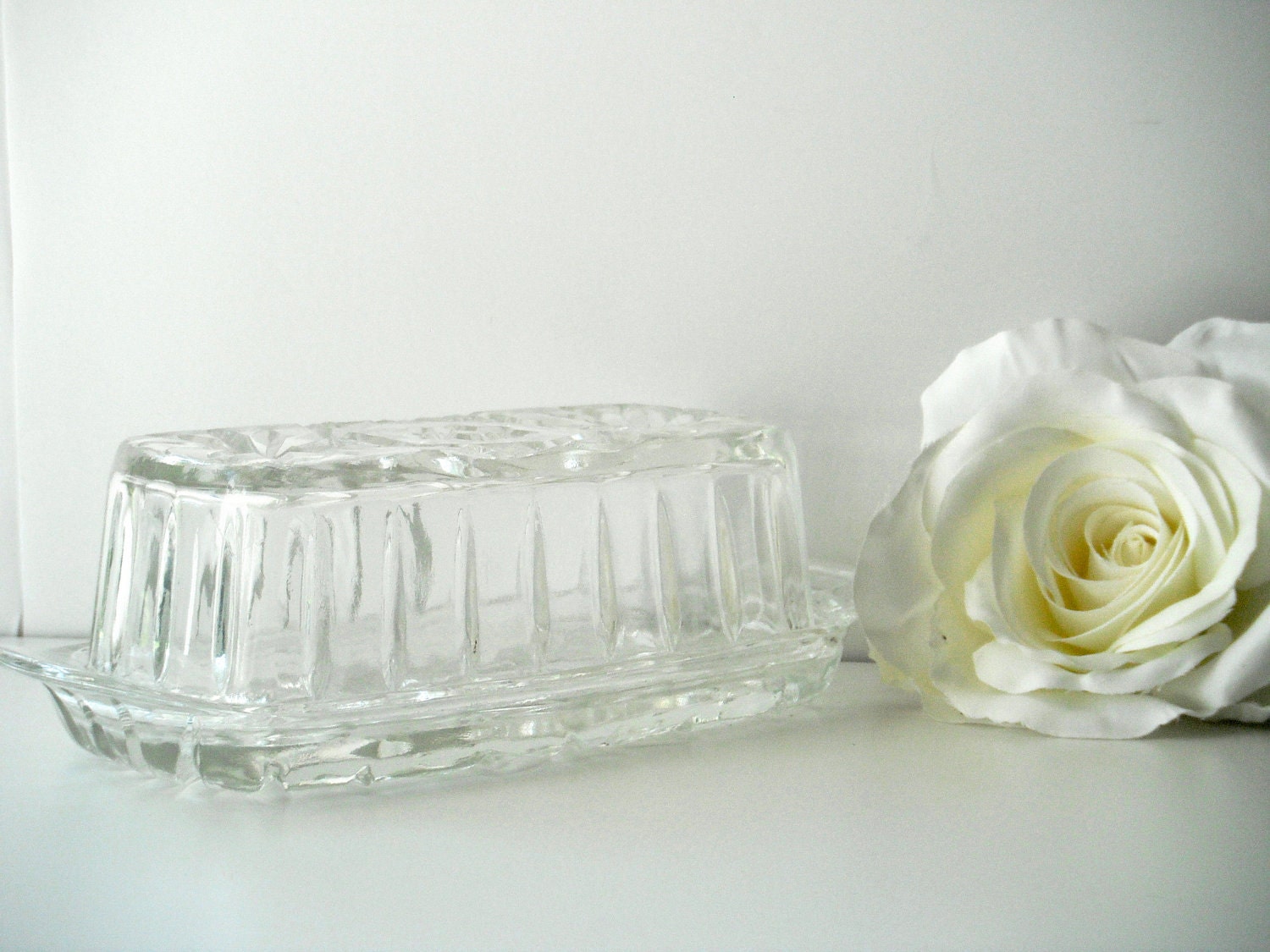 Anchor Hocking Crystal Prescut Butter Dish