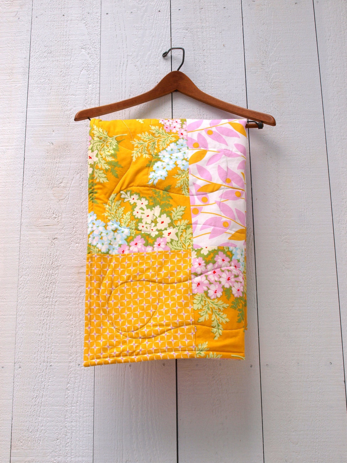 baby quilt girl bright floral