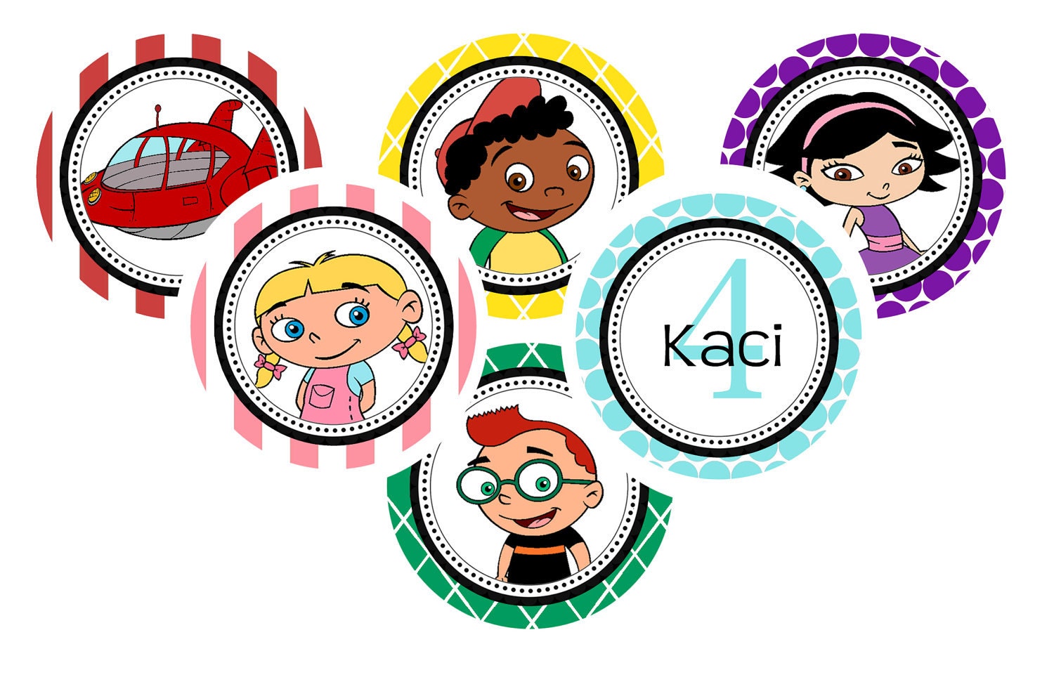 Little Einsteins 2 Inch Personalized Cupcake Toppers - Digital File - Print at Home