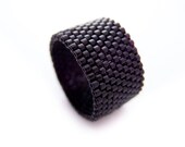 Black Ring Band, Beaded Ring for Men, Unisex Ring Band, Couple Ring Bands, Classic Style, Handmade by JeannieRichard