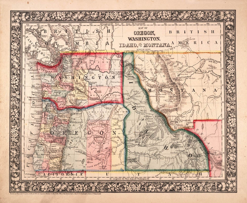 Vintage Map Of Oregon Old Map Of Washington By Ancientshades