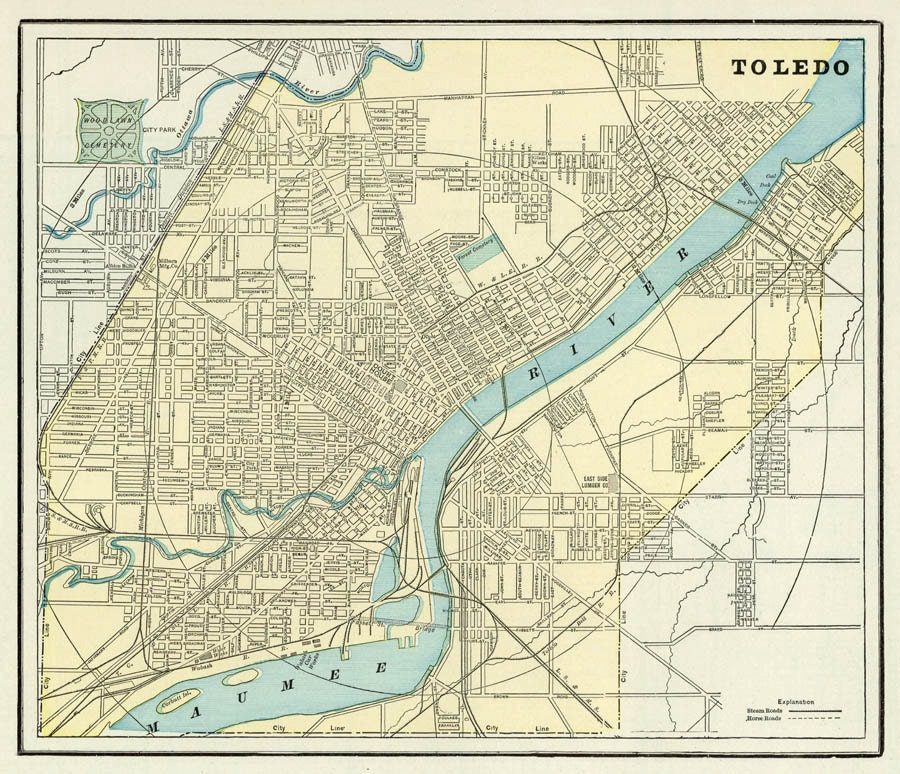 Toledo Map Archival Reproduction Old Map Of By AncientShades