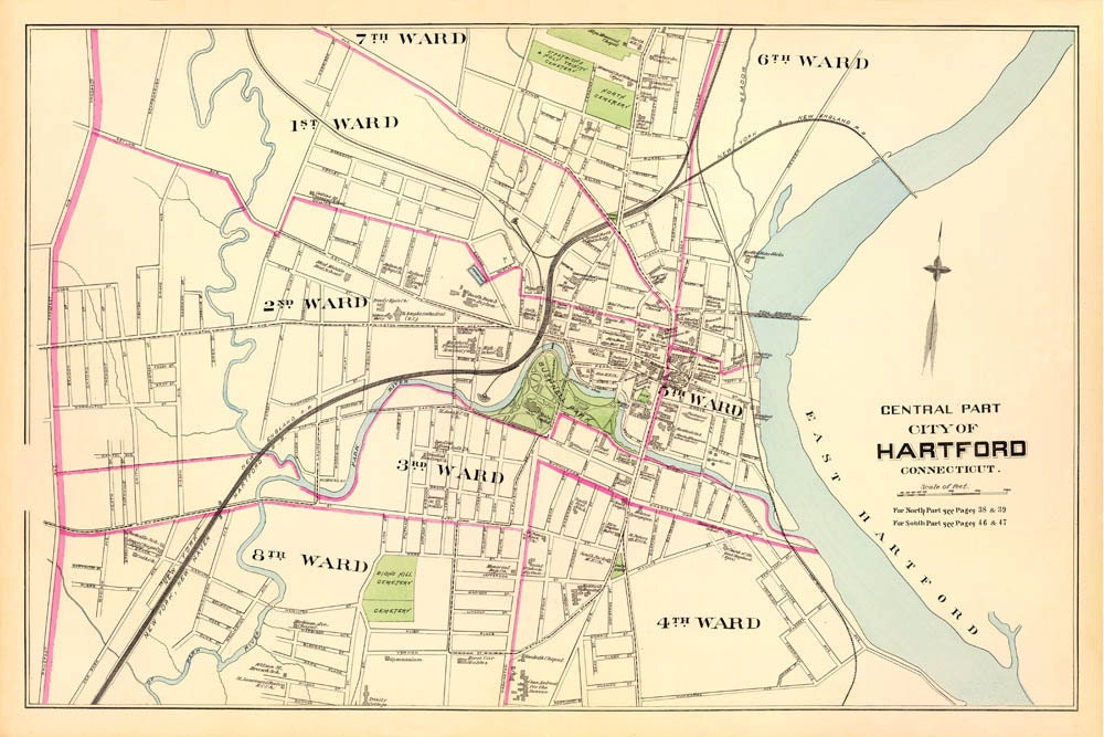 Hartford map Vintage map of Hartford Connecticut by AncientShades