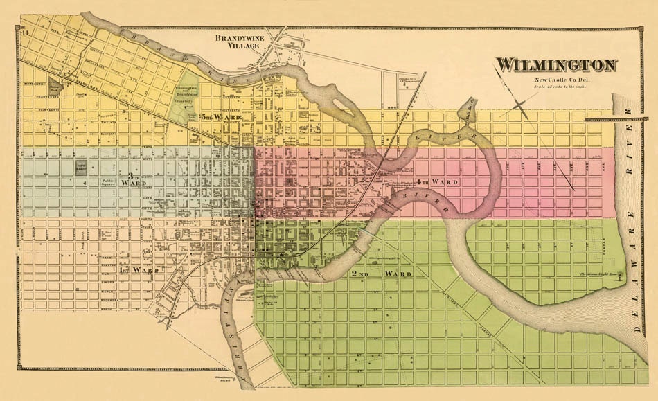 Wilmington map Delaware Old city map print by AncientShades