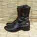 Vintage Lady's Brown Leather Ankle Boots With Side Buckle Size EUR 37 US Woman 6 1/2