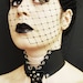 Chain corset front black goth choker with Cyber Flower leather gothic industrial collar with buckle