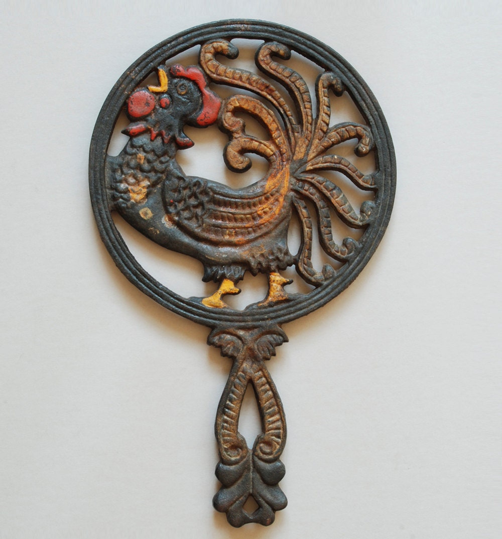 Items Similar To Vintage Cast Iron Rustic Rooster Farmhouse Trivet On Etsy