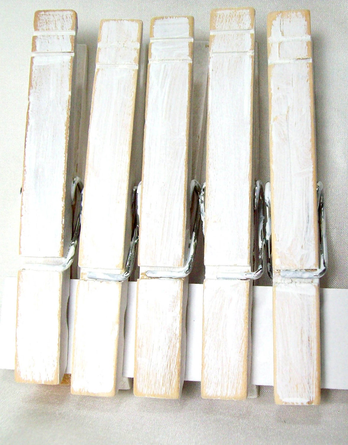 clothespins- set of 10 hand painted, white washed and hand sanded- ready to ship