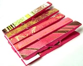 5 decorative clothes pins in Rose Damask - hand painted and papered in vintage look prints- ready to ship