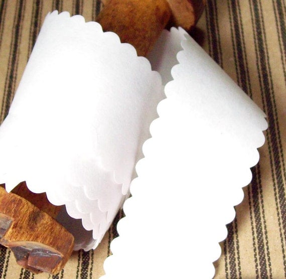 White kraft paper scalloped tape - 1 & 1/2 inch wide water activated tape - 9 yards