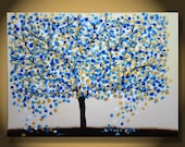 36x24 CUSTOM original Large Abstract Tree Contemporary Painting Textured Modern Palette Knife Impasto Landscape Metallic Fine Art by Orit