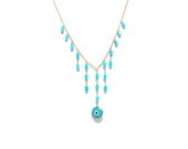 Evil Eye, 14kt Gold Filled Thin Chain, Turquoise, Evil Eye Necklace, Fan Necklace, Elegant Evil Eye Jewelry