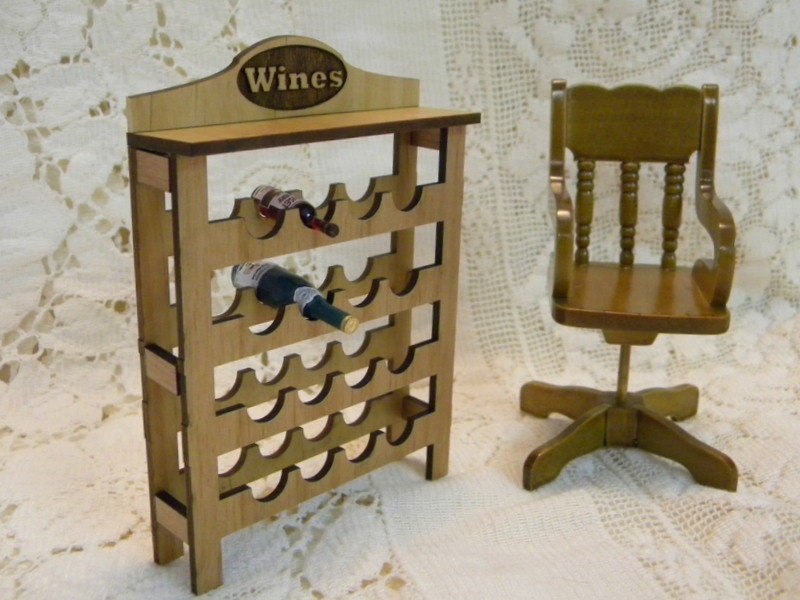 Wine Rack for bistro, store, bar or home dollhouse miniature