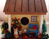 Birdhouse - Spring flowers, cat, yarn, knitting, windowbox, garden bench, cat toys, flowering vines - DabHands